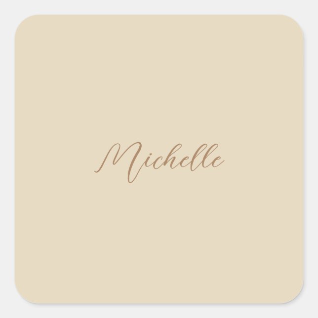 Sticker Carré Beige Classic Professional Nom manuscrit (Devant)