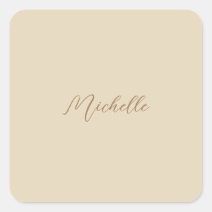 Sticker Carré Beige Classic Professional Nom manuscrit