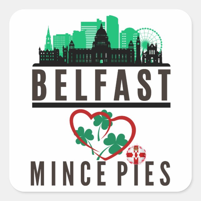 Sticker Carré Belfast Loves Mince Pies Cityscape (Devant)