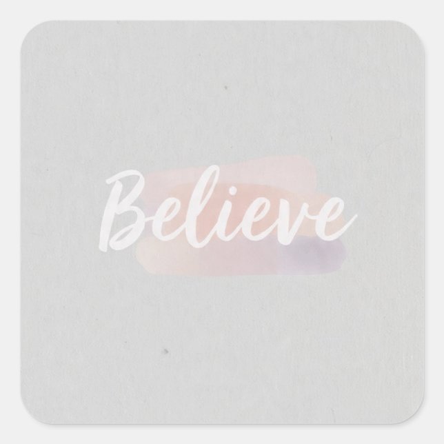Sticker Carré Believe calligraphic text  (Devant)