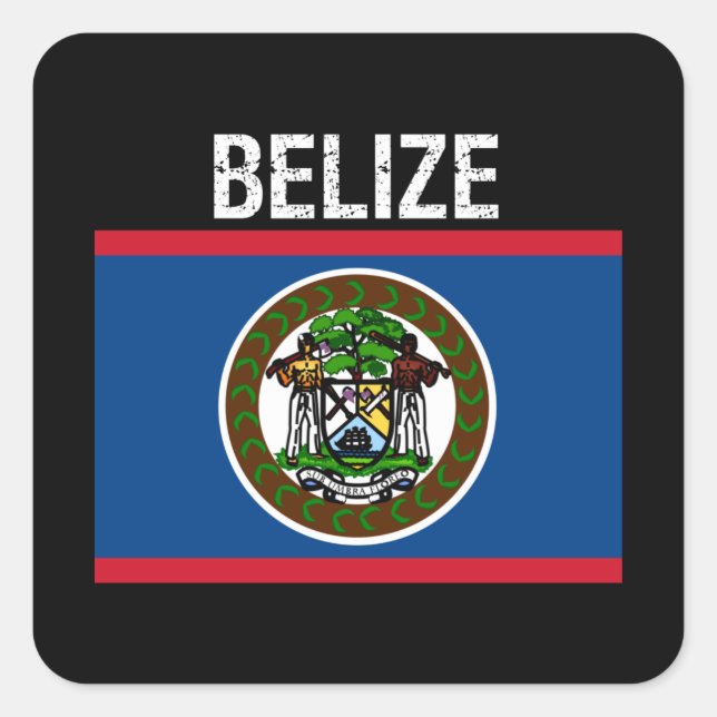 Sticker Carré Bélize, drapeau du Belize (Devant)