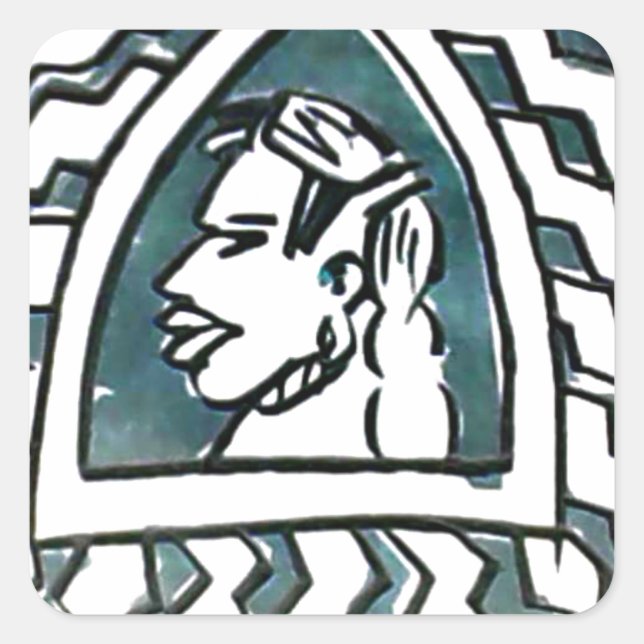 Sticker Carré Belle Africaine Bongo Massai Portrait Tribal Art (Devant)