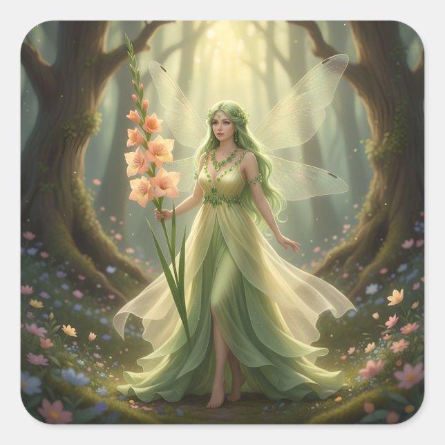 Sticker Carré Belle Août Peridot Fairy (Devant)