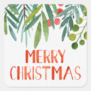 Sticker Carré Belle aquarelle Lettrée main Berry & Branche