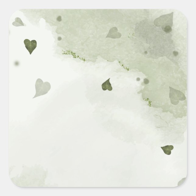 Sticker Carré belle aquarelle verte (Devant)