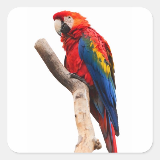 Sticker Carré Belle araignée colorée Macaw Parrot Bird (Devant)