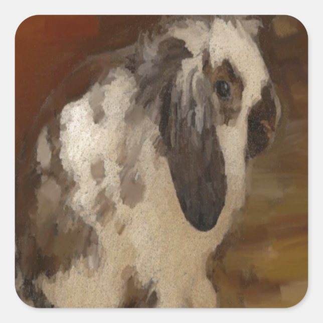 Sticker Carré Belle Bébé Lop Eared Rabbit/Kit (Devant)
