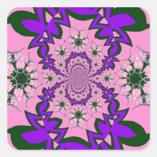 Sticker Carré Belle Bébé rose Floral Purple Shade Motif Art