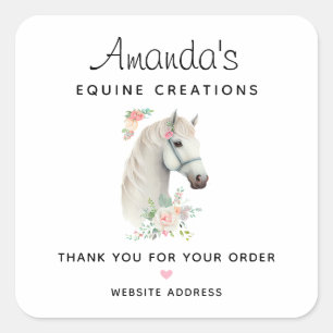 Sticker Carré Belle Boho Cheval Blanc Floral Business