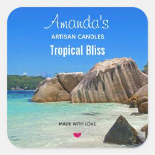 Sticker Carré Belle bougie de mer tropicale ou biz de savon