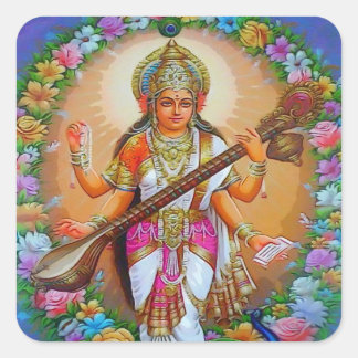 Sticker Carré Belle déesse Saraswati