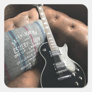 Sticker Carré Belle guitare acoustique