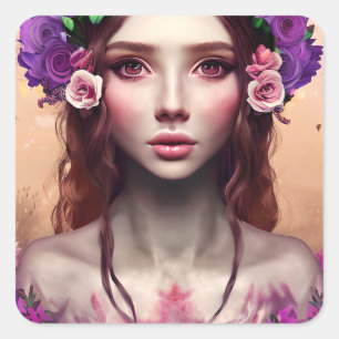 Sticker Carré Belle Imaginaire Enchantress Art AI