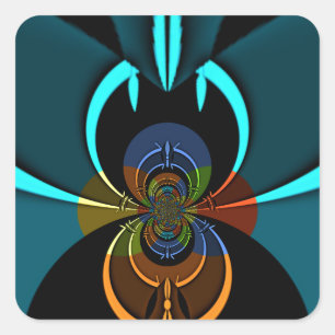 Sticker Carré Belle impression Cyan Abstrait Art