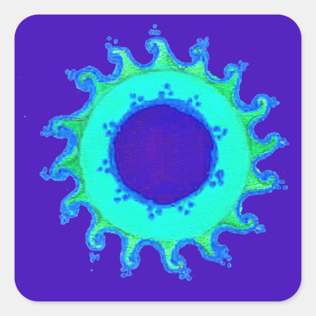 Sticker Carré Belle Iridescente Blue Floral Art peinture à l'hui (Devant)