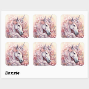Sticker Carré Belle licorne