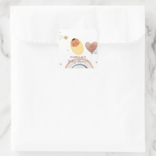 Sticker Carré Belle lune étoile baby shower enfants afro-américa
