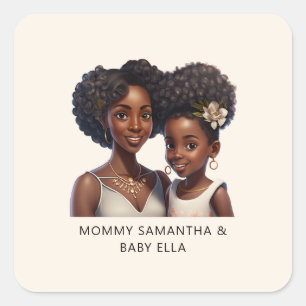 Sticker Carré Belle maman et fille noire (18)