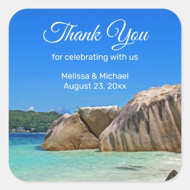 Sticker Carré Belle Mer Tropicale Mariage de la côte rocheuse (Devant)