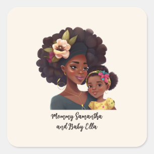 Sticker Carré Belle mère et fille noire (21)