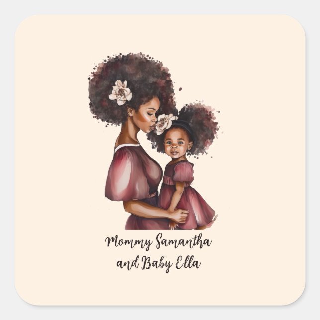 Sticker Carré Belle mère et fille noire (27) (Devant)