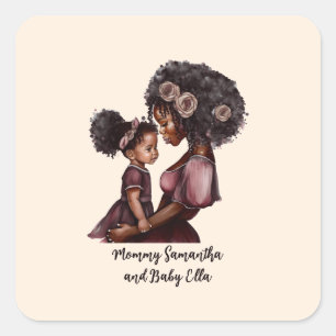 Sticker Carré Belle mère et fille noire (28)