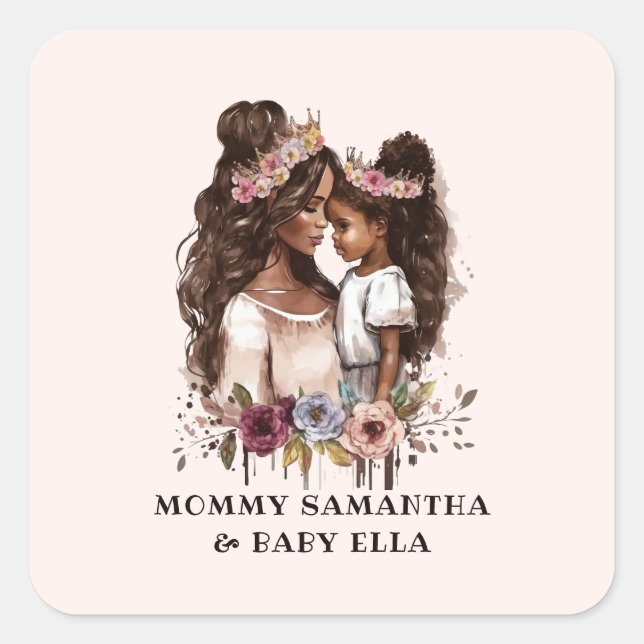 Sticker Carré Belle mère et fille noire (5) (Devant)