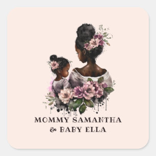Sticker Carré Belle mère et fille noire (7)