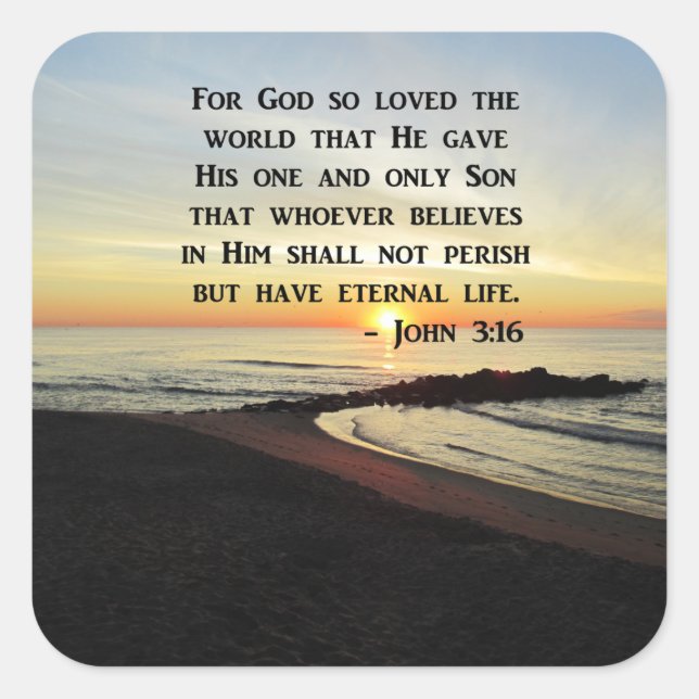 STICKER CARRÉ BELLE PHOTO DE JOHN 3:16 SCRIPTURE SLEVER (Devant)