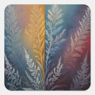 Sticker Carré Belle plume de cristal de glace multicolore