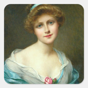 Sticker Carré Belle robe vintage Lady Green