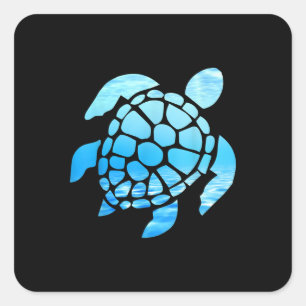 Sticker Carré Belle silhouette de tortue marine vue sous-marine