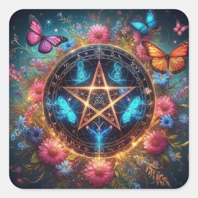 Sticker Carré Belle Sorcière pentacle2 (Devant)