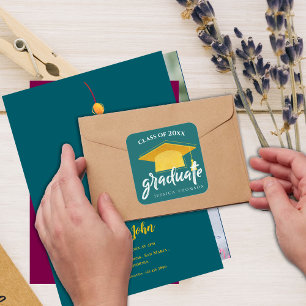 Sticker Carré Belle Verte Casquette de 2e année 2024 Graduation