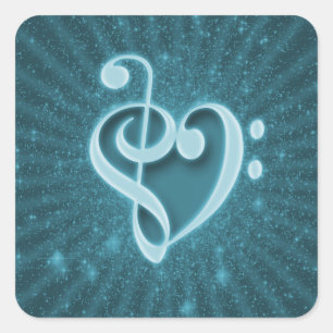 Sticker Carré Belles notes musicales réunies en coeur