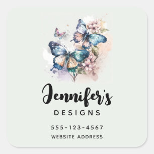 Sticker Carré Belles papillons et fleurs Business