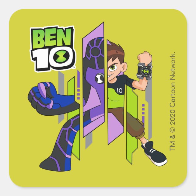 Sticker Carré Ben 10 Mise à niveau de la transformation de l'ADN (Devant)