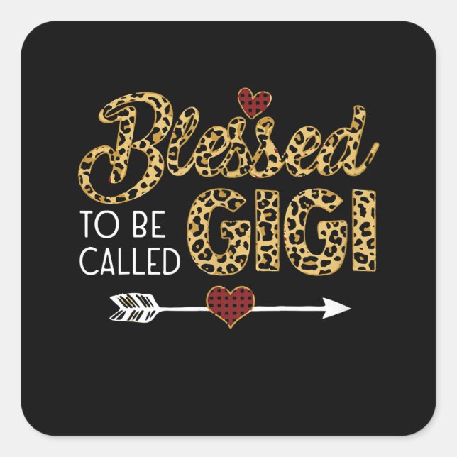 Sticker Carré Béni D'Être Appelé Gigi Leopart Rouge Plaid (Devant)