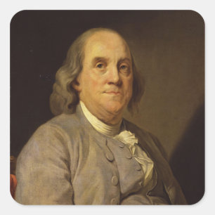 Sticker Carré Benjamin Franklin par Joseph Siffred Duplessis