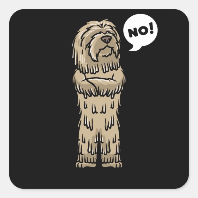 Sticker Carré Bergamasco berger chien têtu (Devant)