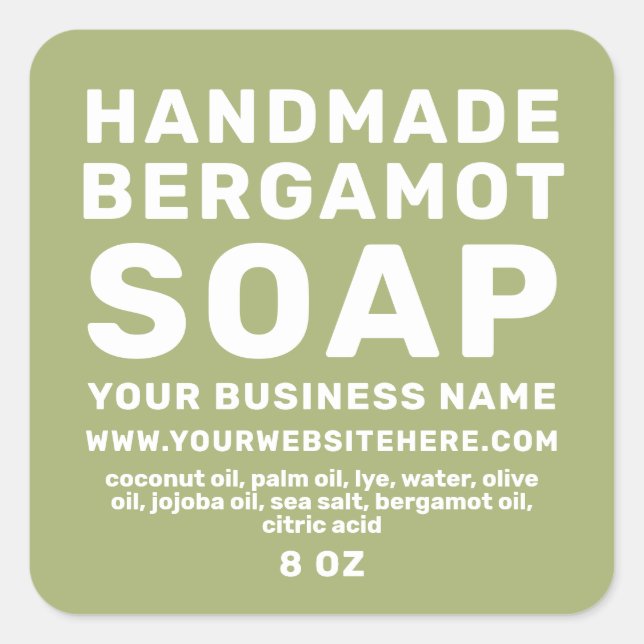 Sticker Carré Bergamot Soap Leaf Vert (Devant)