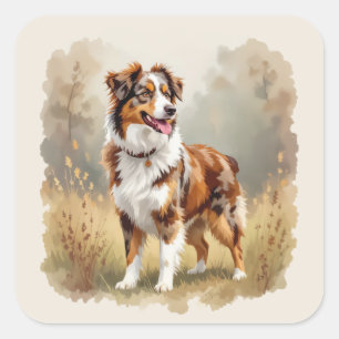 Sticker Carré Berger Australien Red Merle