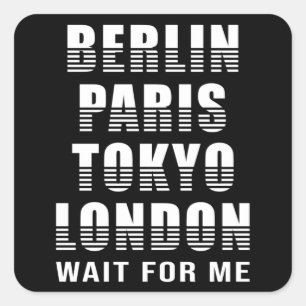 Sticker Carré Berlin Paris Tokyo City Cities Funny Cadeau