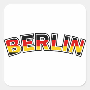 Sticker Carré Berlin, texte avec les couleurs du drapeau alleman