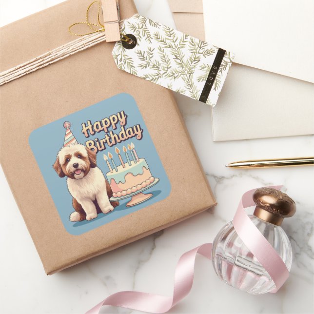 Sticker Carré Bernedoodle Chien coloré (Cadeaux)