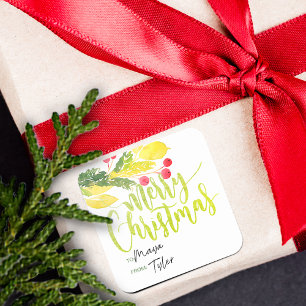 Sticker Carré Berries de Noël d'hiver de et vers