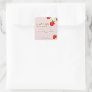 Sticker Carré Berry 1ère fraise Anniversaire Merci