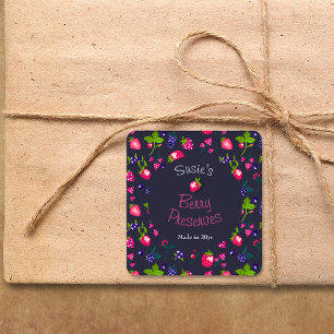 Sticker Carré ・ Berry Conserve do-it-yourself Canne