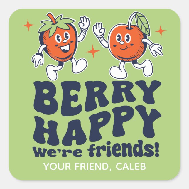 Sticker Carré Berry Happy We are Friends Fruit Snack Valentine (Devant)