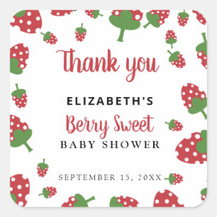 Sticker Carré Berry Sweet Baby mignonne fraise Merci moderne